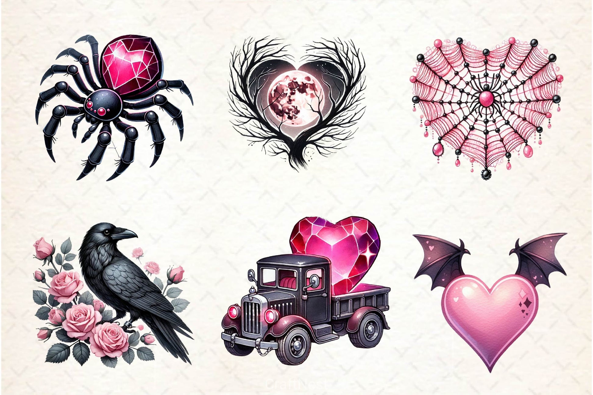 Love Gothic Valentine Clipart Bundle - CraftNest - Digital Crafting and Art
