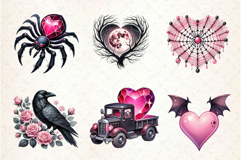 Love Gothic Valentine Clipart Bundle - CraftNest - Digital Crafting and Art