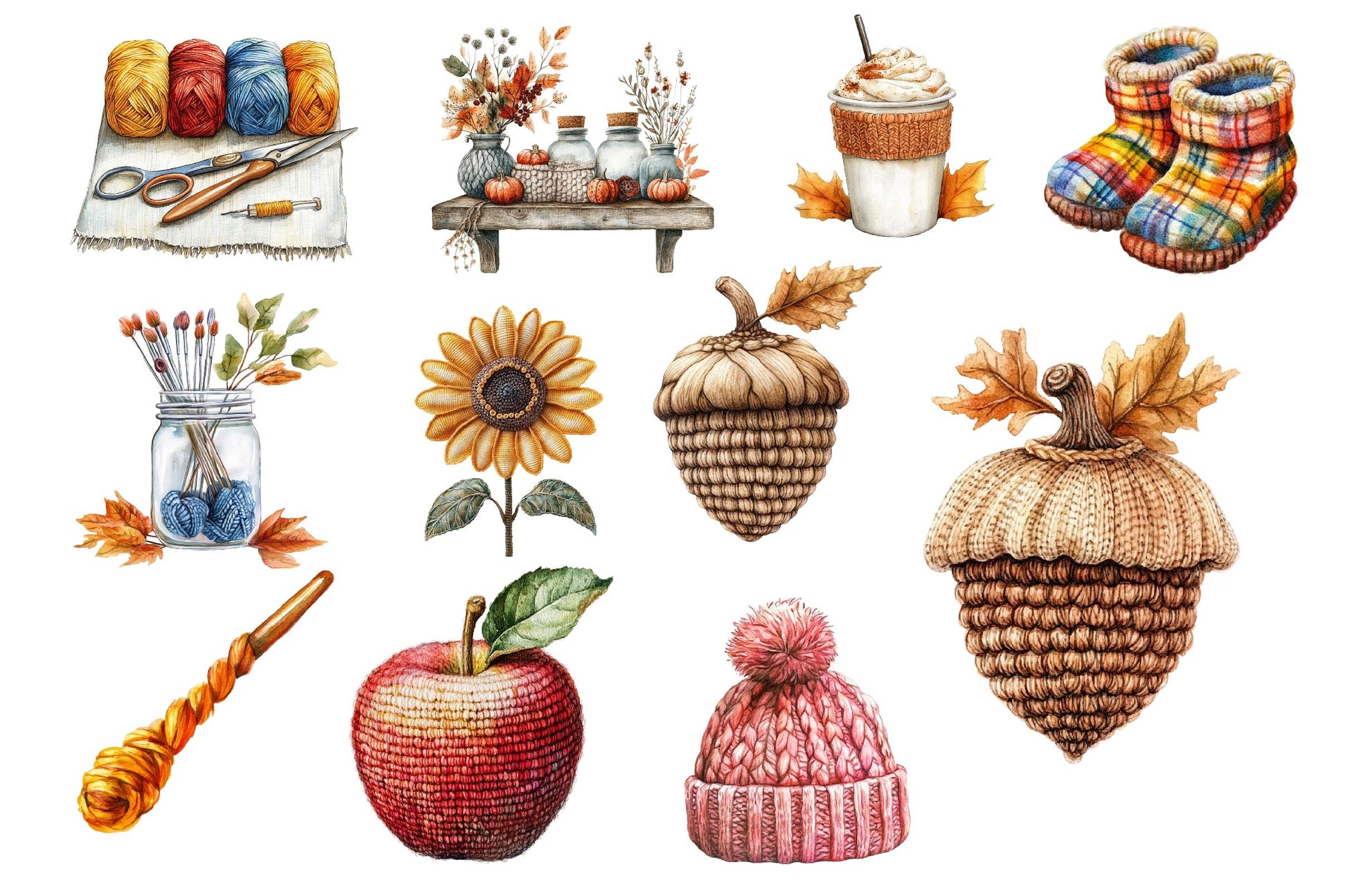 Crochet Autumn Clipart Bundle 2 - CraftNest - Digital Crafting and Art