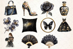 Glitter Luxury Black Spring Clipart Bundle 5 - CraftNest - Digital Crafting and Art