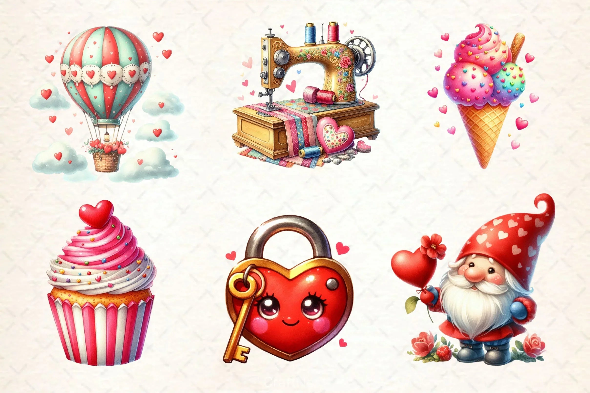 Retro Romantic Valentine Clipart Bundle 2 - CraftNest - Digital Crafting and Art