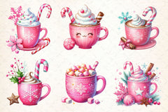 Pink Christmas Coffee Cup Clipart Bundle 2 - CraftNest - Digital Crafting and Art