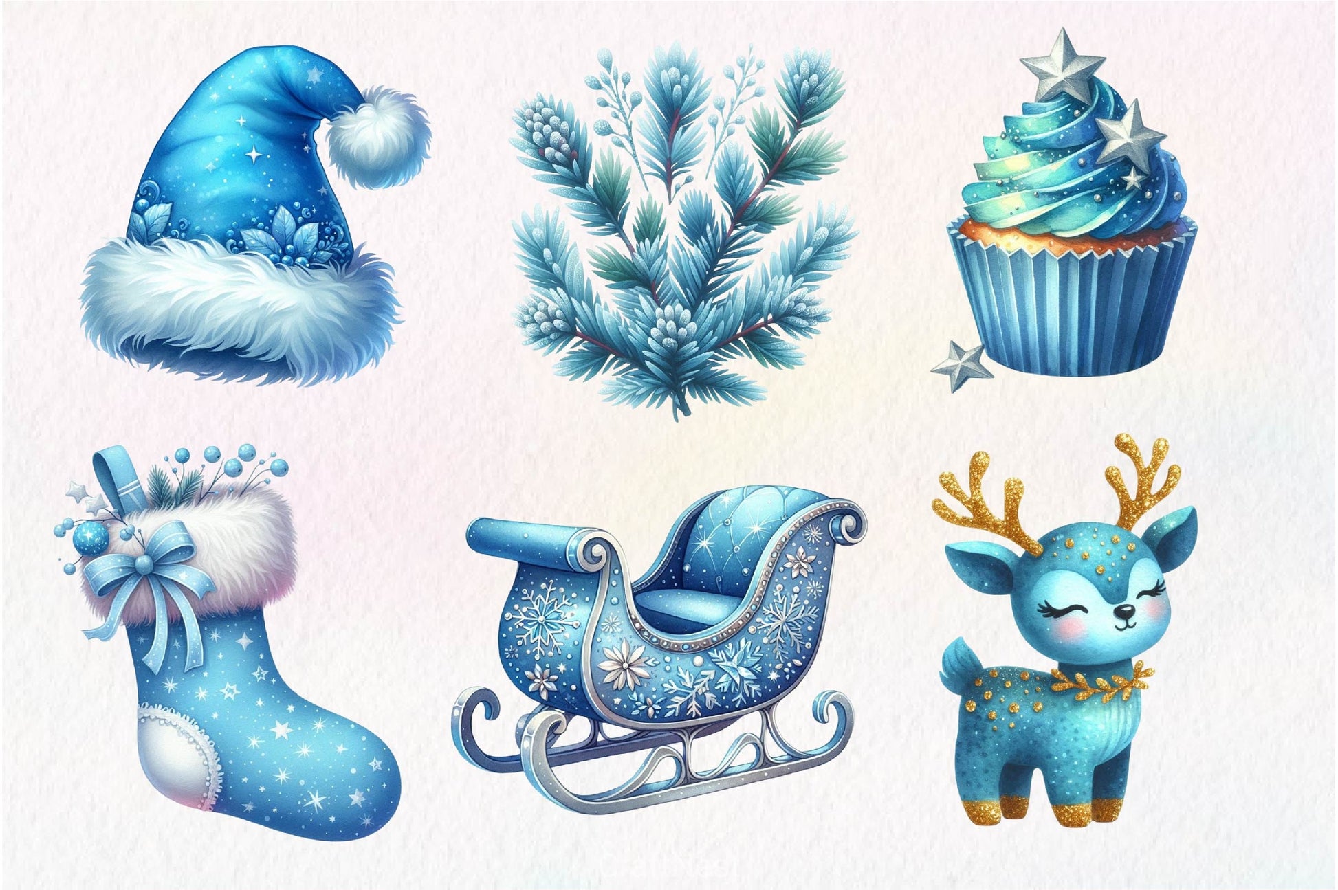 Blue Christmas Clipart Bundle 4 - CraftNest - Digital Crafting and Art