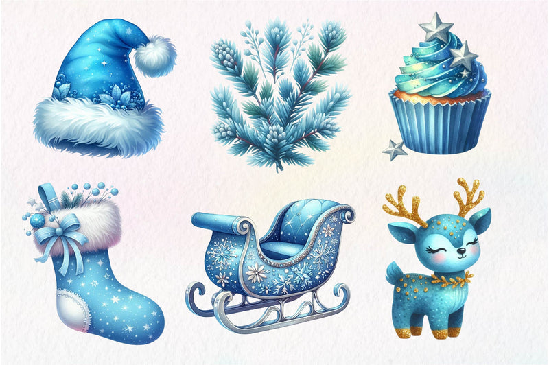 Blue Christmas Clipart Bundle 4 - CraftNest - Digital Crafting and Art