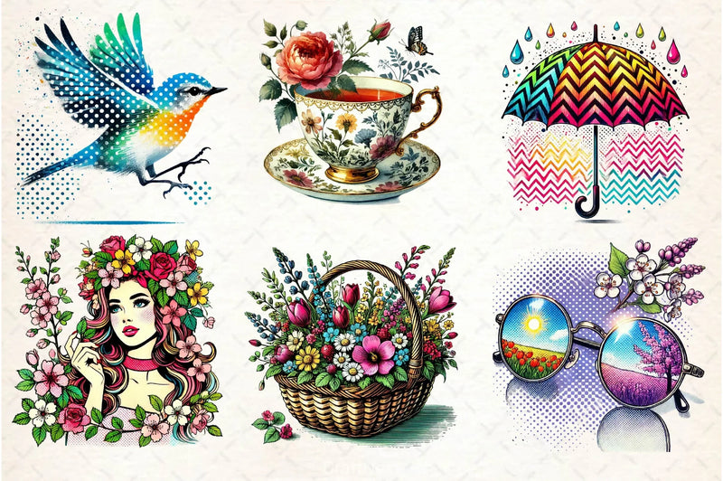 Pop Art Spring Day Clipart Bundle - CraftNest - Digital Crafting and Art