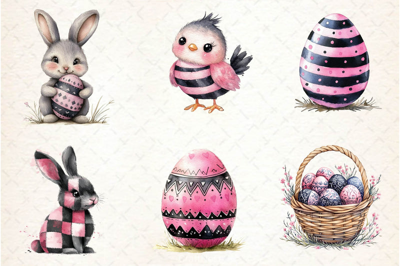 Black & Pink Easter Clipart Bundle 2 - CraftNest - Digital Crafting and Art