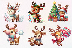 Cute Reindeer Christmas Clipart Bundle 3 - CraftNest - Digital Crafting and Art