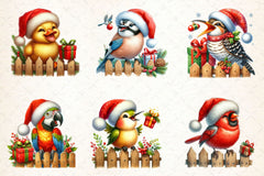 Funny Christmas Birds On Fence Clipart Bundle - CraftNest - Digital Crafting and Art