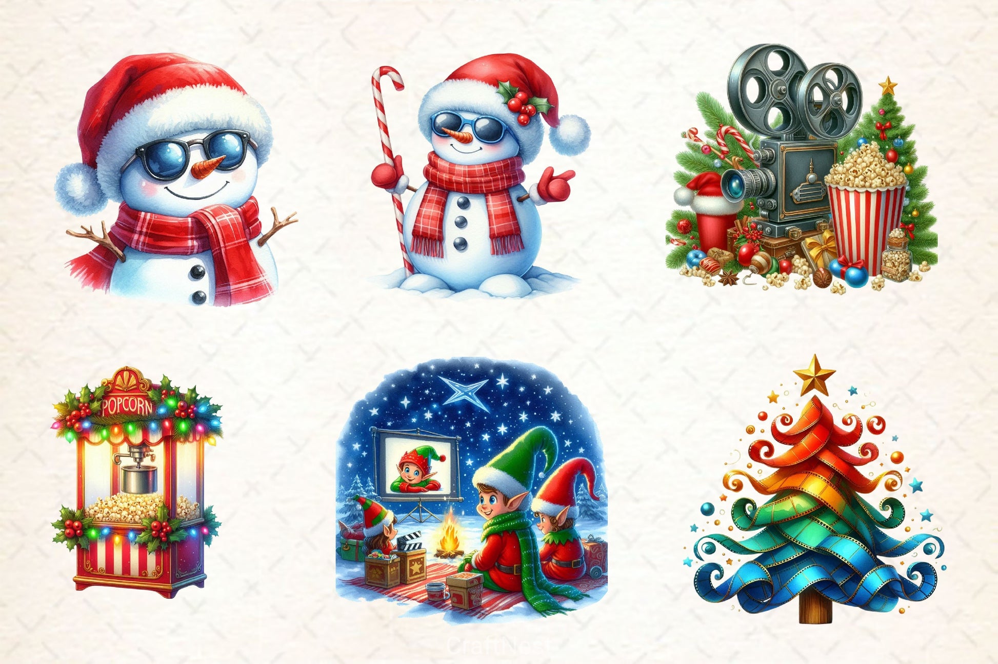 Christmas Movie Night Clipart Bundle 3 - CraftNest - Digital Crafting and Art