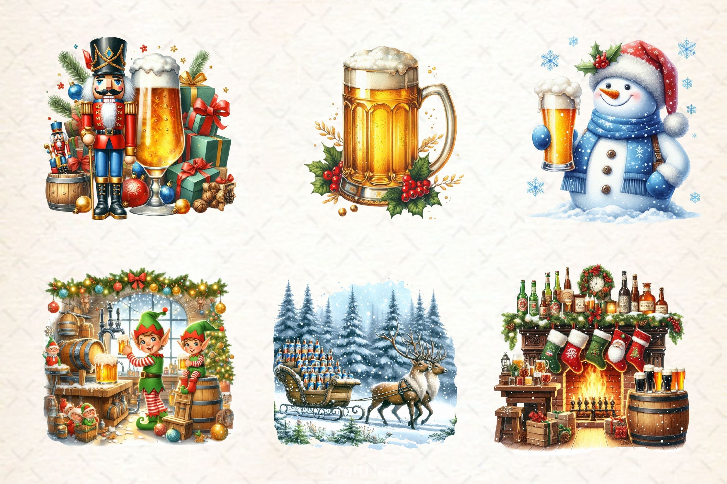 Funny Christmas Beer Bottle Clipart Bundle 3 - CraftNest - Digital Crafting and Art