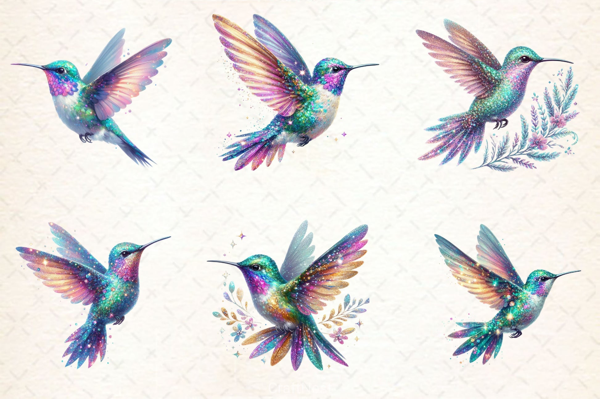 Glitter Hummingbirds Clipart Bundle - CraftNest - Digital Crafting and Art