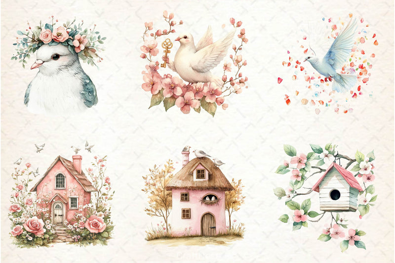 Spring White Doves Clipart Bundle 2 - CraftNest - Digital Crafting and Art