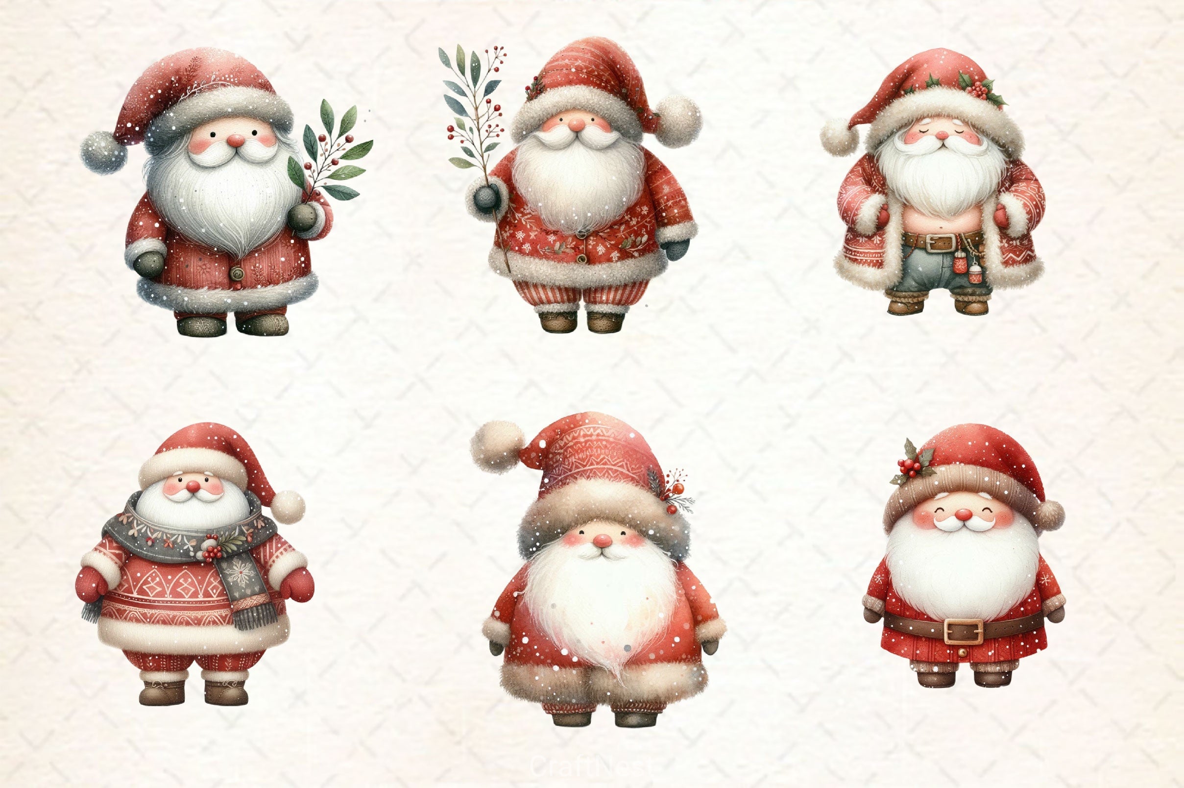 Boho Santa Clipart Bundle - CraftNest - Digital Crafting and Art