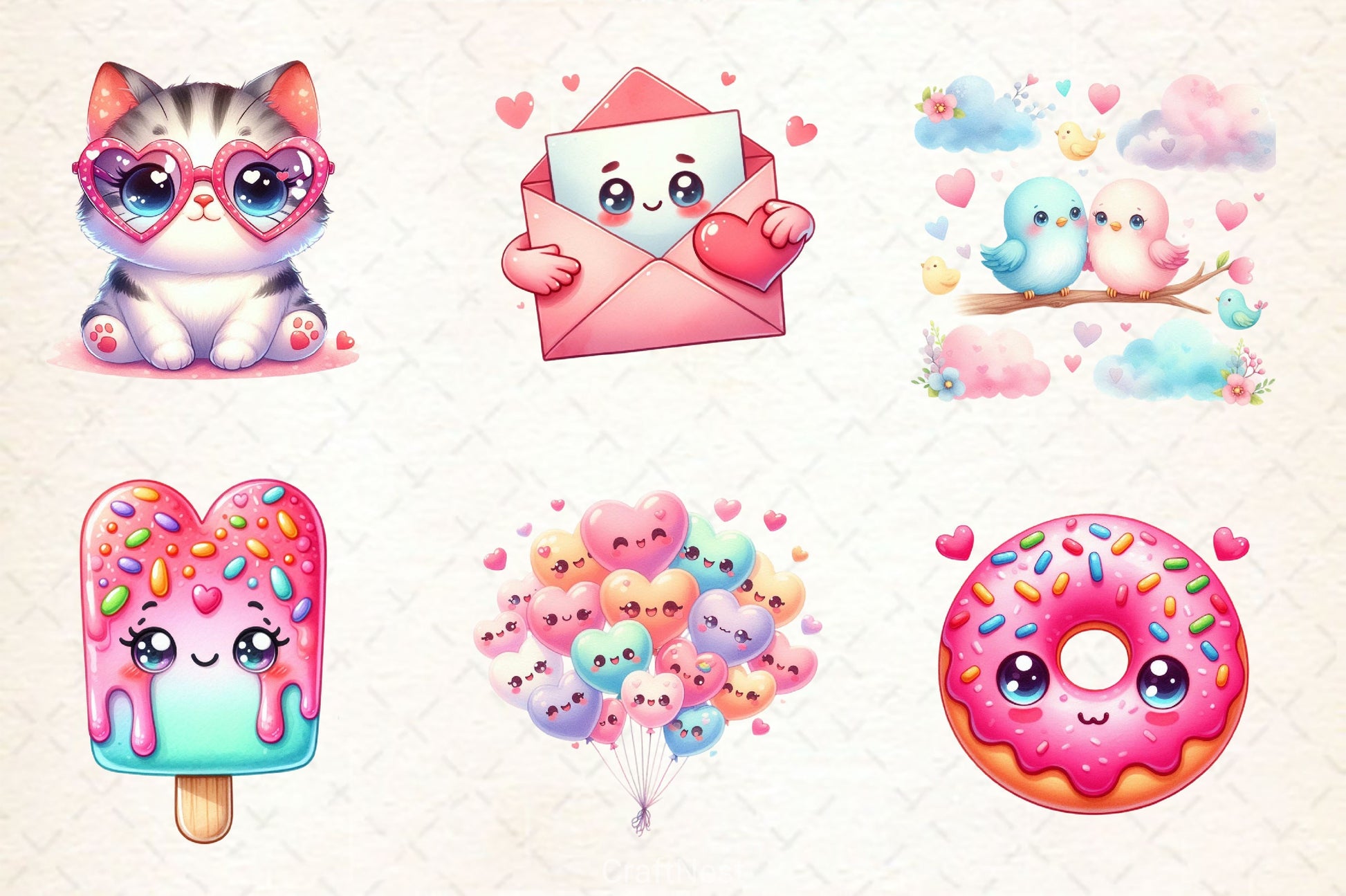 Kawaii Valentines Day Clipart Bundle 7 - CraftNest - Digital Crafting and Art