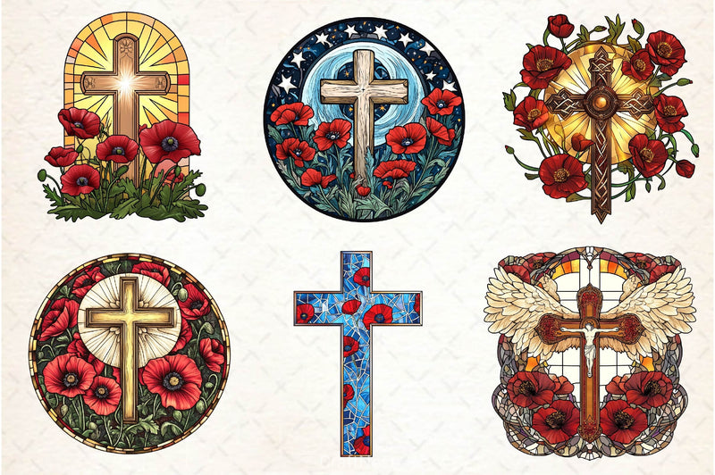Poppy & Cross Faux Stained Glass Clipart Bundle - CraftNest - Digital Crafting and Art