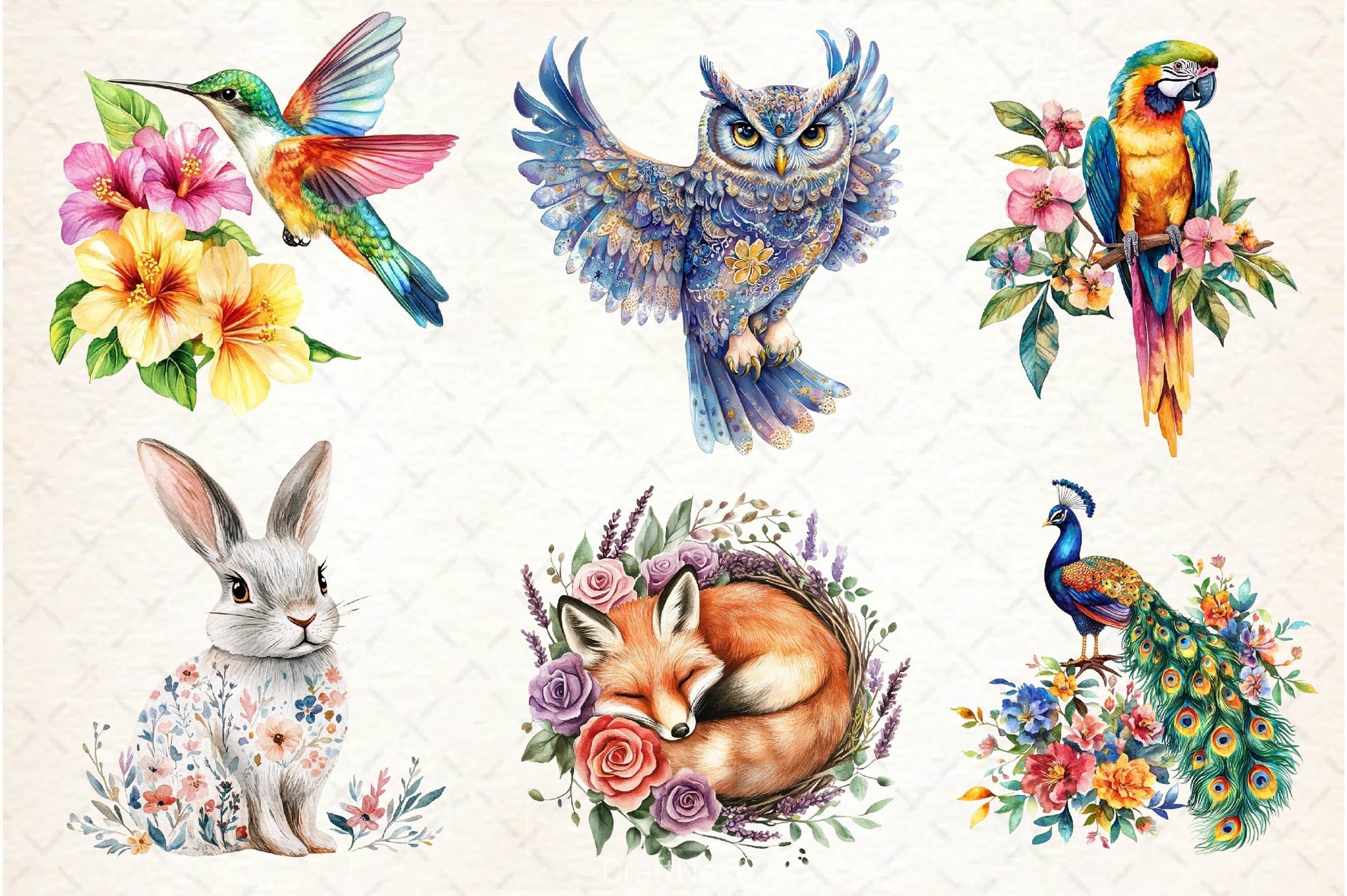 Vibrant Flowers Animals Clipart Bundle - CraftNest - Digital Crafting and Art