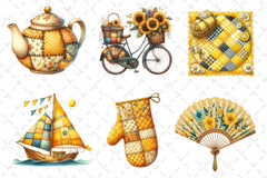 Yellow Patchwork Summer Clipart Bundle 2 - CraftNest - Digital Crafting and Art