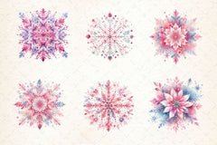 Pink Pastel Snowflake Clipart Bundle - CraftNest - Digital Crafting and Art