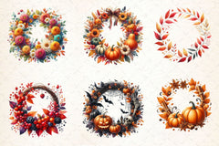 Fall Wreath Autumn Wreath Clipart Bundle - CraftNest - Digital Crafting and Art