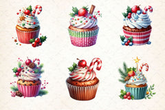 Christmas Cupcake Vintage Cupcake Clipart Bundle - CraftNest - Digital Crafting and Art