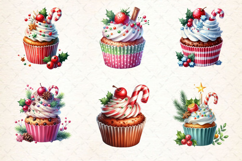 Christmas Cupcake Vintage Cupcake Clipart Bundle - CraftNest - Digital Crafting and Art