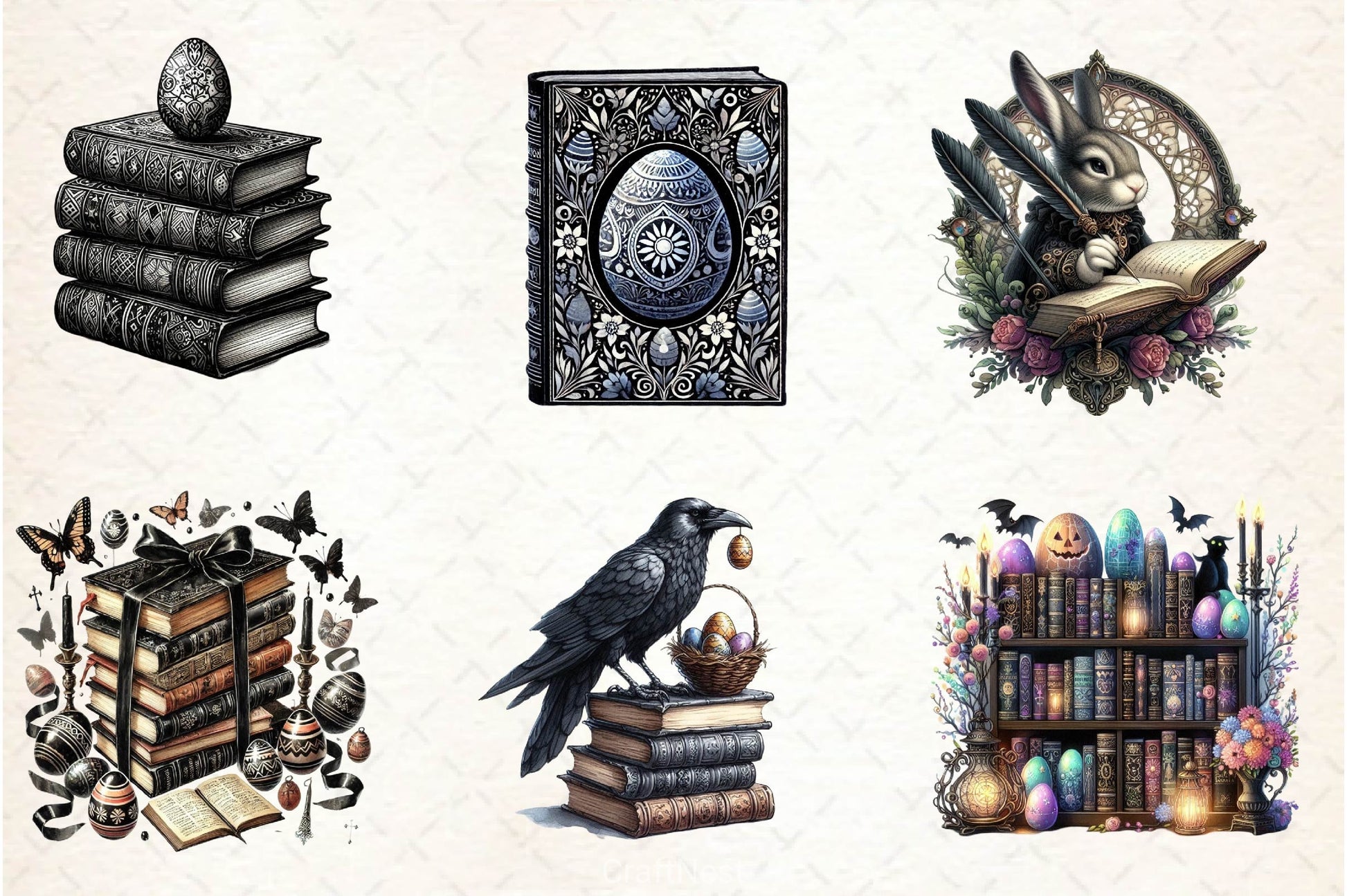 Gothic Easter Day Books Clipart Bundle 2 - CraftNest - Digital Crafting and Art