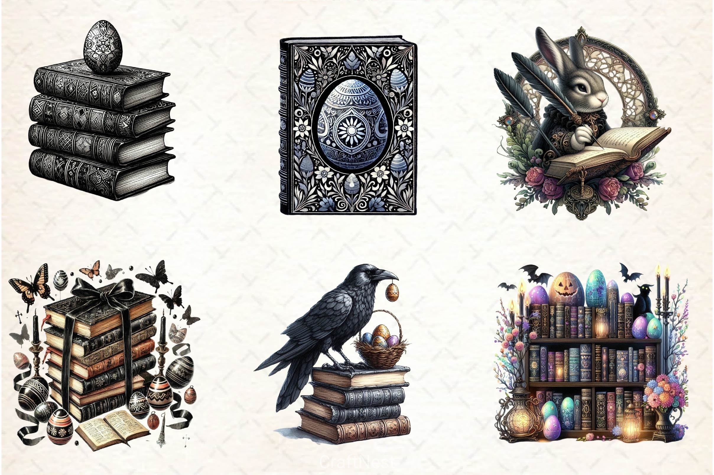 Gothic Easter Day Books Clipart Bundle 2 - CraftNest - Digital Crafting and Art