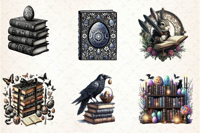 Gothic Easter Day Books Clipart Bundle 2 - CraftNest - Digital Crafting and Art