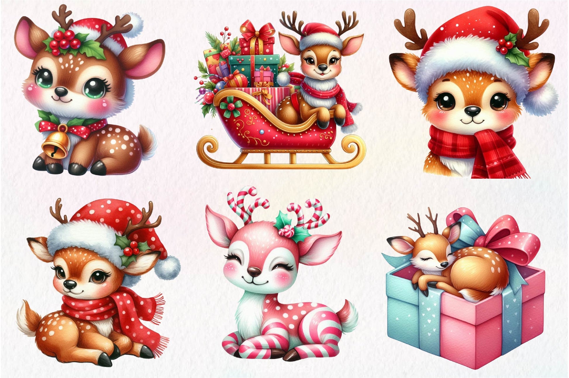 Christmas Cute Deer Clipart Bundle - CraftNest - Digital Crafting and Art