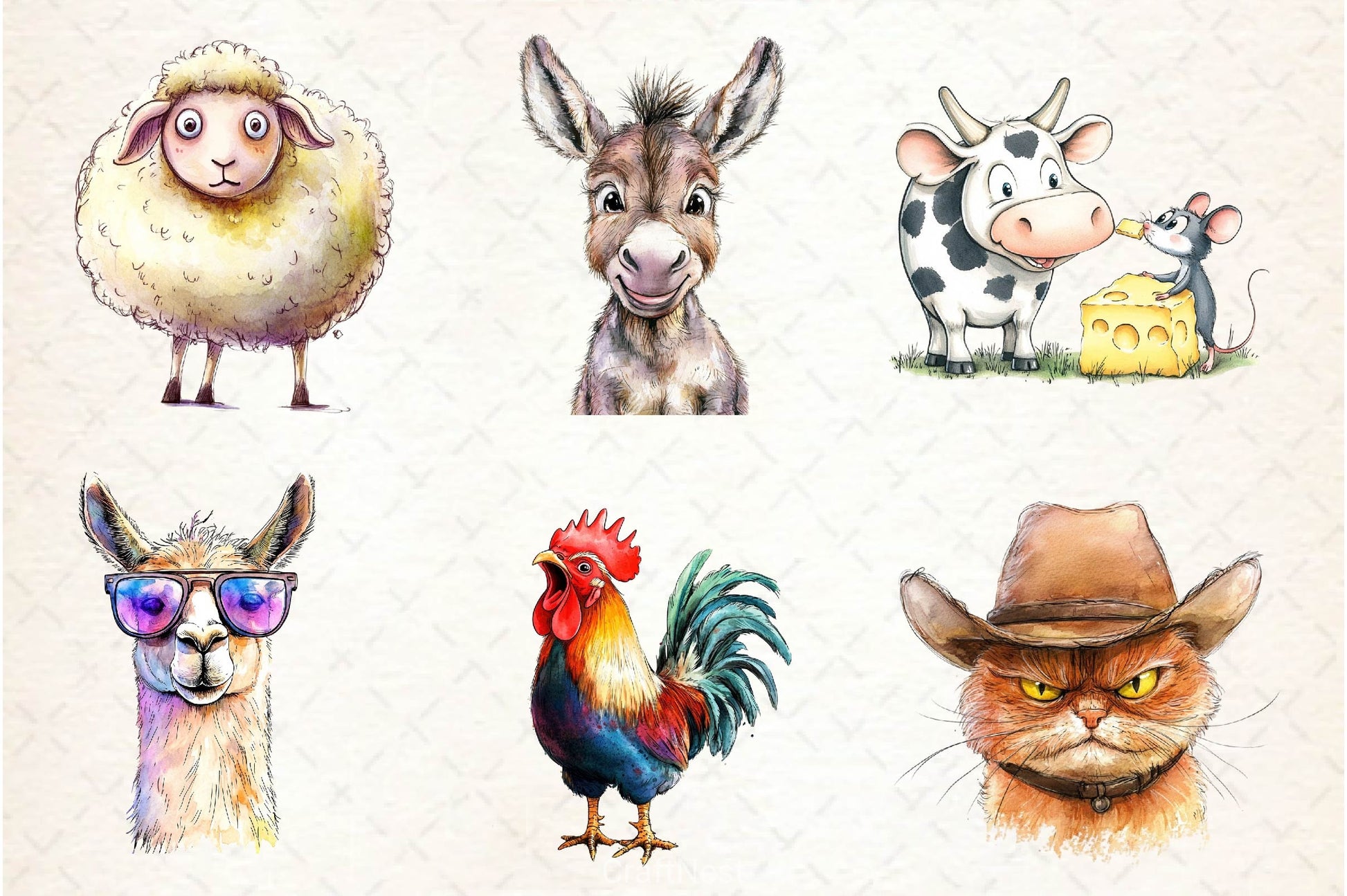 Quirky Funny Farm Animal Clipart Bundle - CraftNest - Digital Crafting and Art