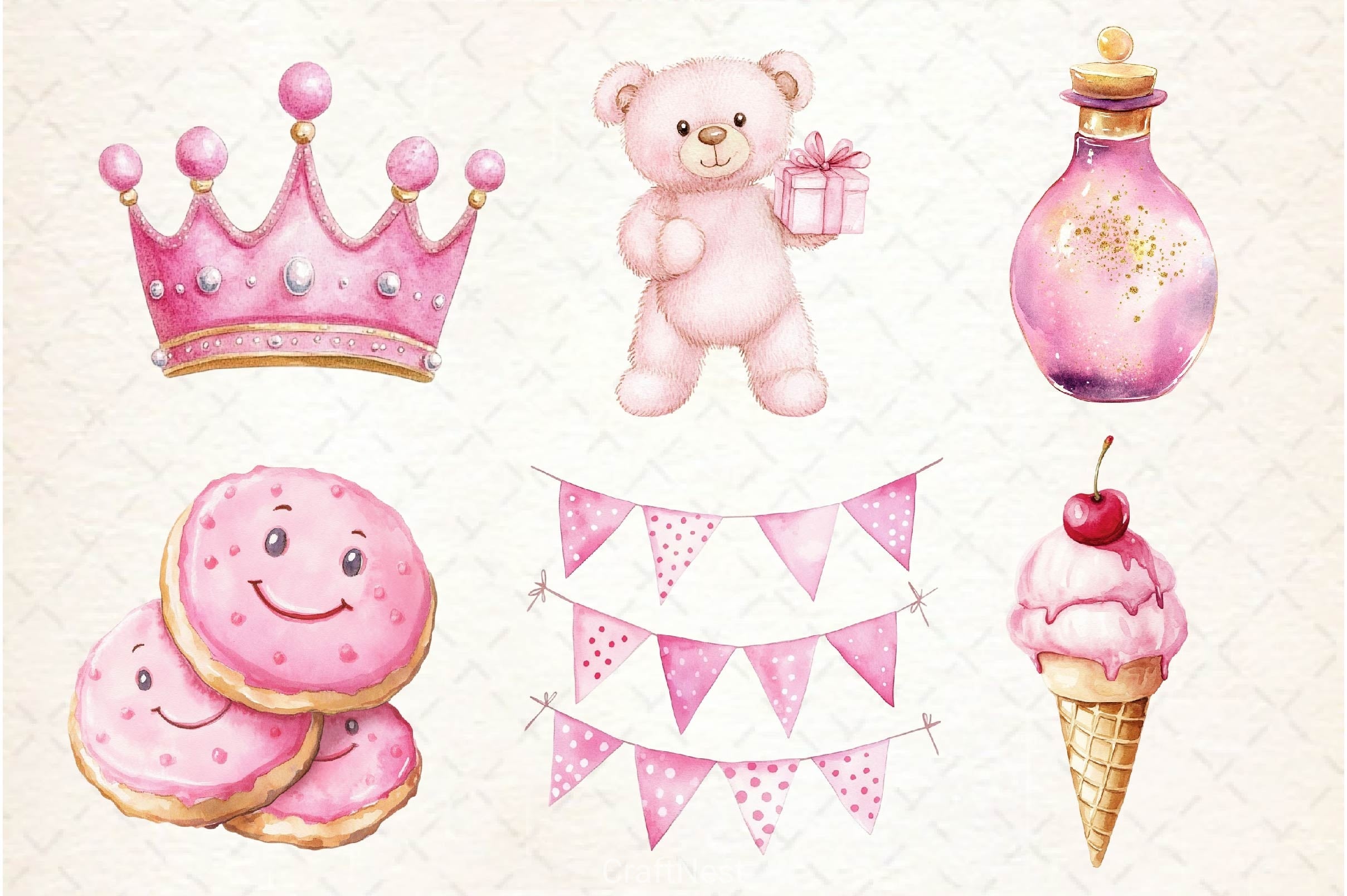 Pink Kids Birthday Clipart Bundle - CraftNest - Digital Crafting and Art