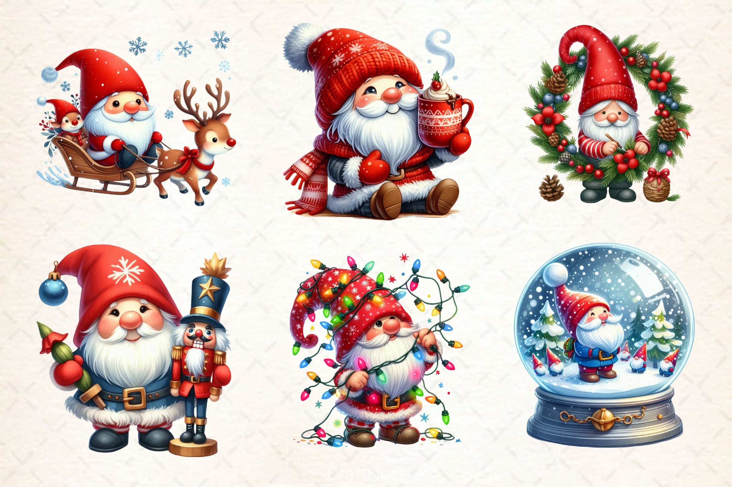 Christmas Gnome Clipart Bundle 8 - CraftNest - Digital Crafting and Art