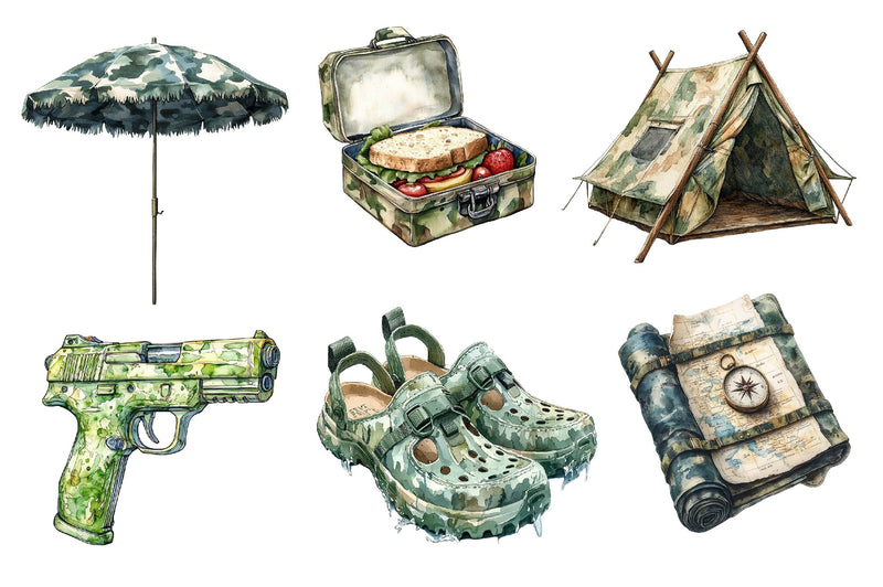 Camouflage Summer Elements Clipart Bundle 2 - CraftNest - Digital Crafting and Art