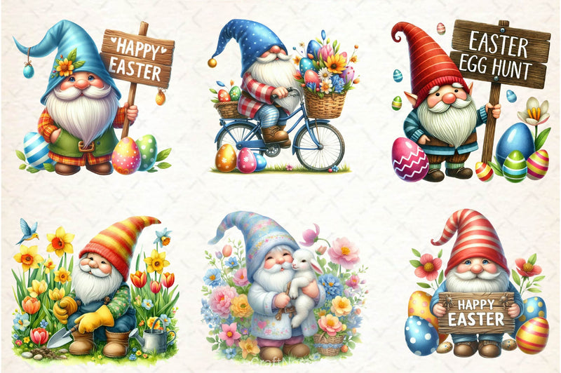Easter Gnomes Clipart Bundle 2 - CraftNest - Digital Crafting and Art