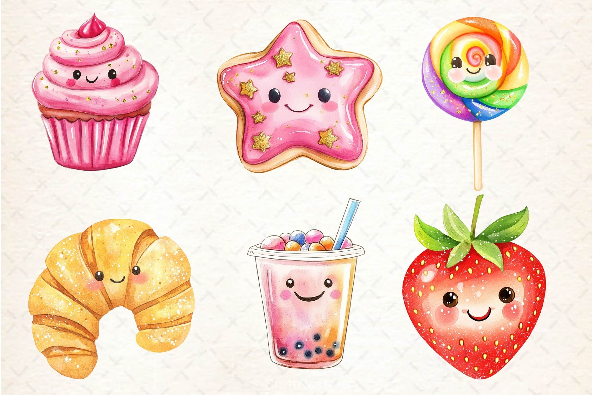 Kawaii Glitter Food Clipart Bundle 3 - CraftNest - Digital Crafting and Art