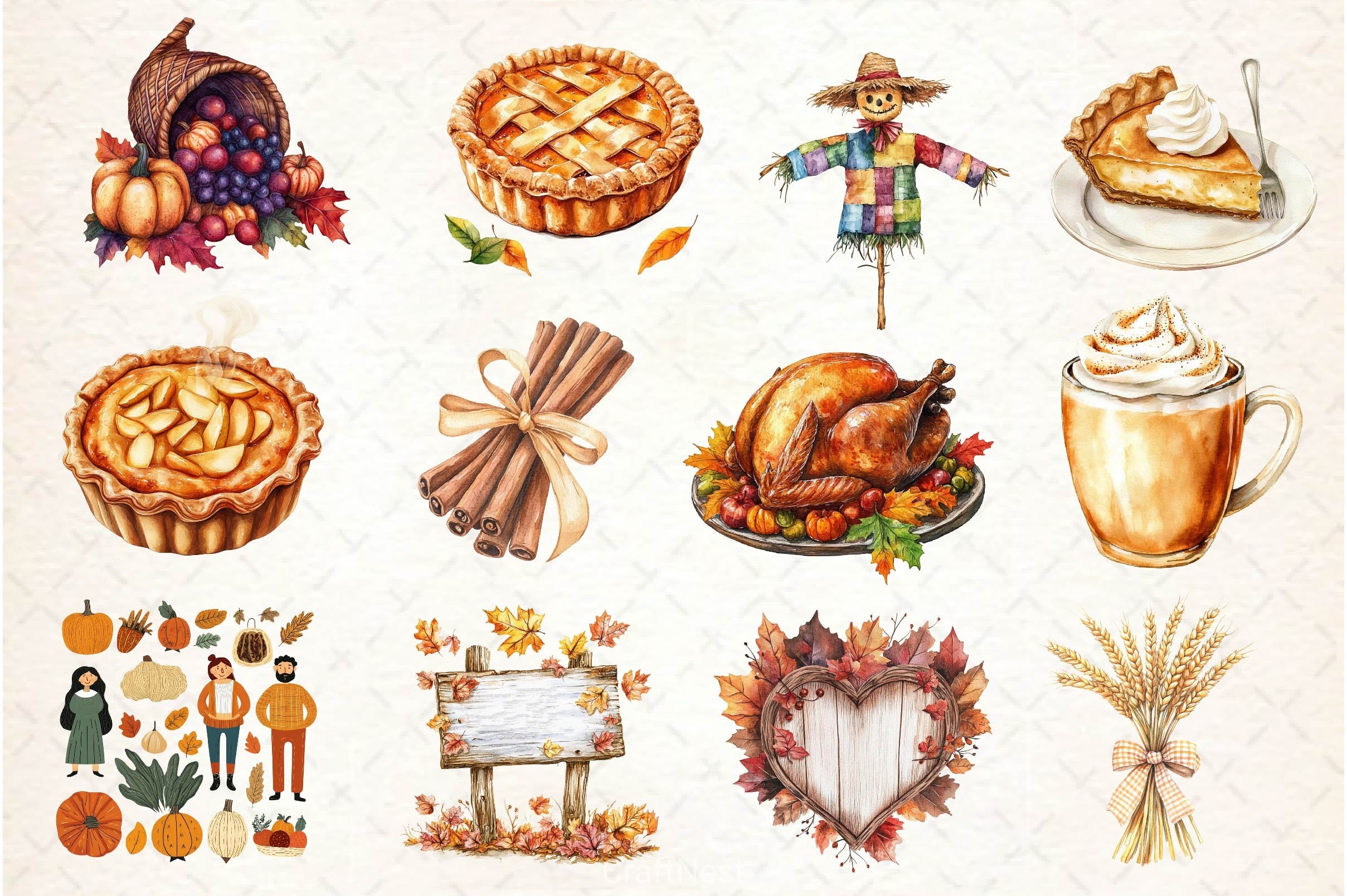 Fall And Thanksgiving Clipart Bundle - CraftNest - Digital Crafting and Art