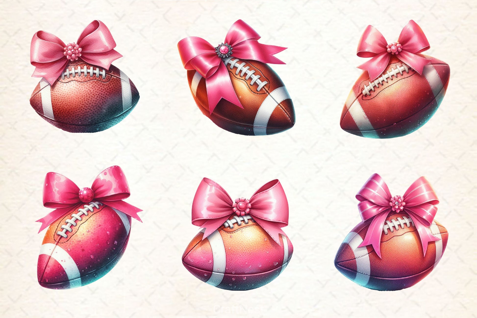 Coquette Pink Bow American Football Clipart Bundle - CraftNest - Digital Crafting and Art