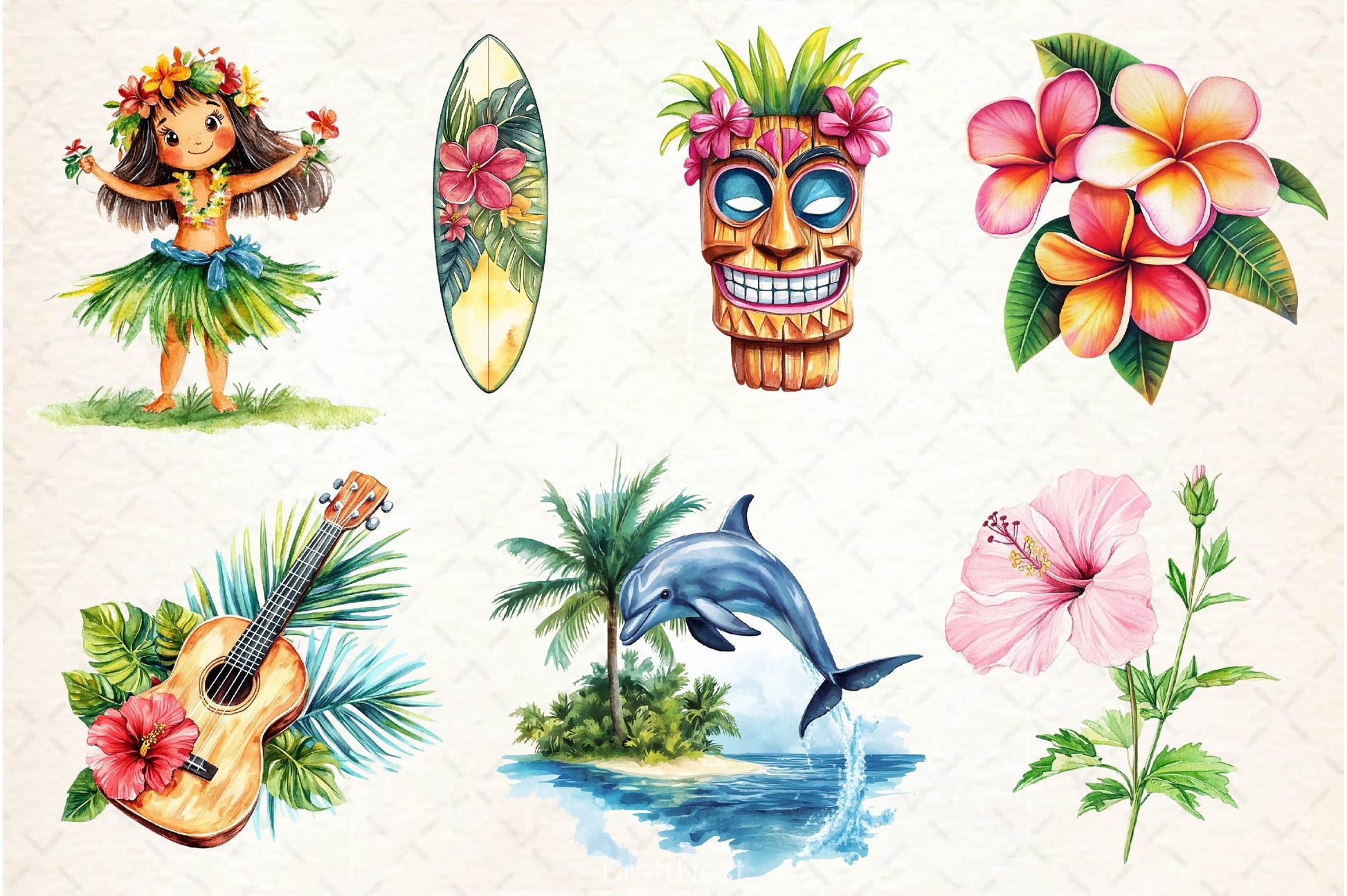 Summer In Hawaii Clipart Bundle - CraftNest - Digital Crafting and Art