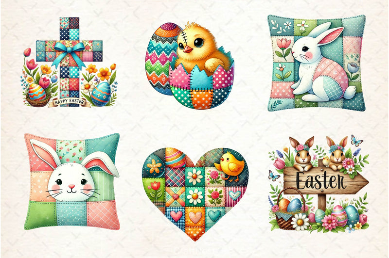 Patchwork Easter Clipart Bundle 4 - CraftNest - Digital Crafting and Art
