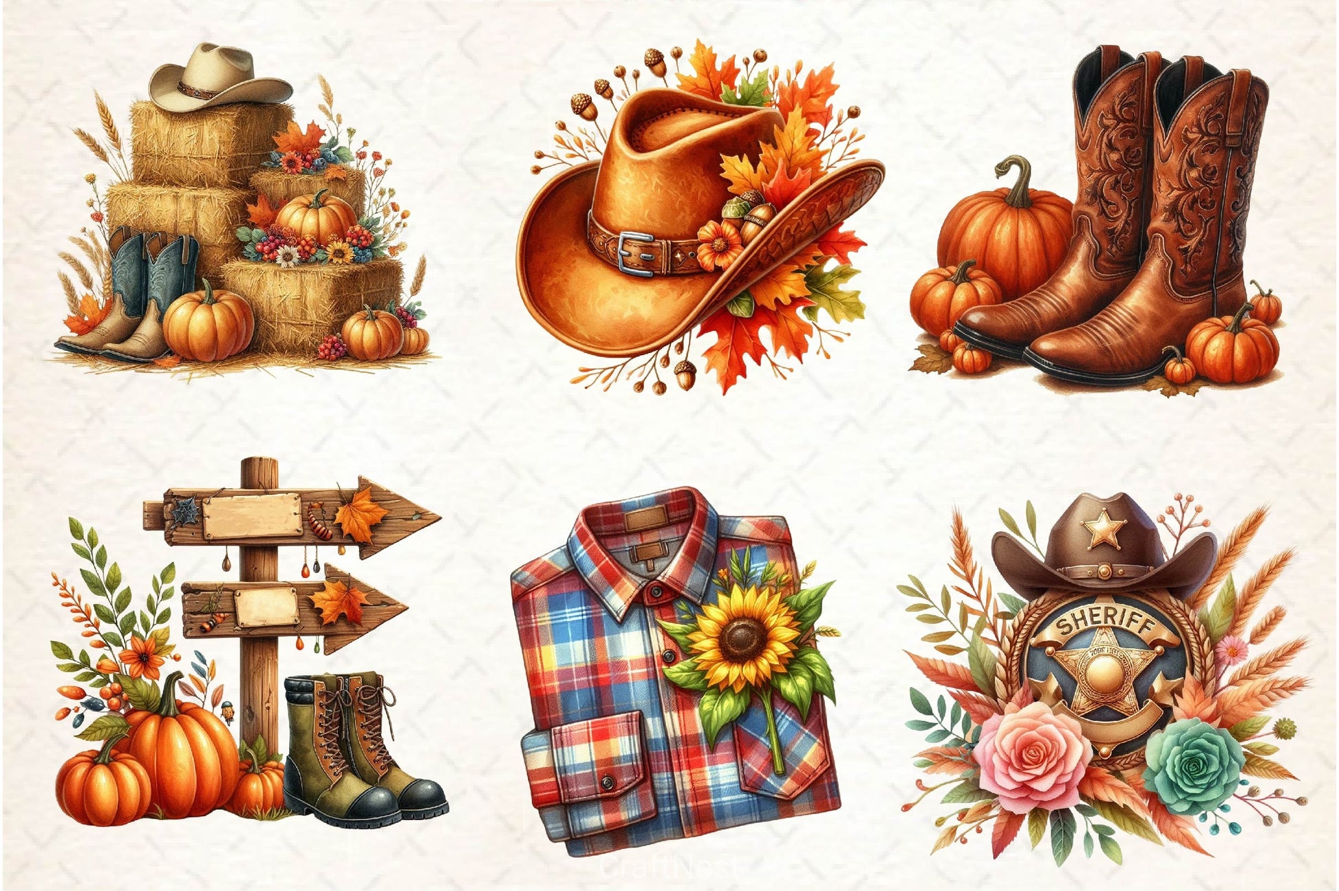 Cowboy Autumn Clipart Bundle 4 - CraftNest - Digital Crafting and Art