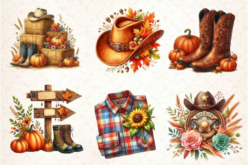 Cowboy Autumn Clipart Bundle 4 - CraftNest - Digital Crafting and Art