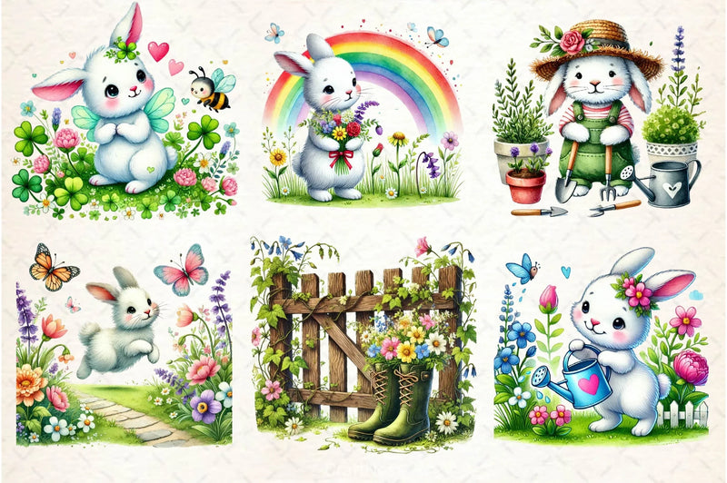Spring Bunny Garden Clipart Bundle - CraftNest - Digital Crafting and Art