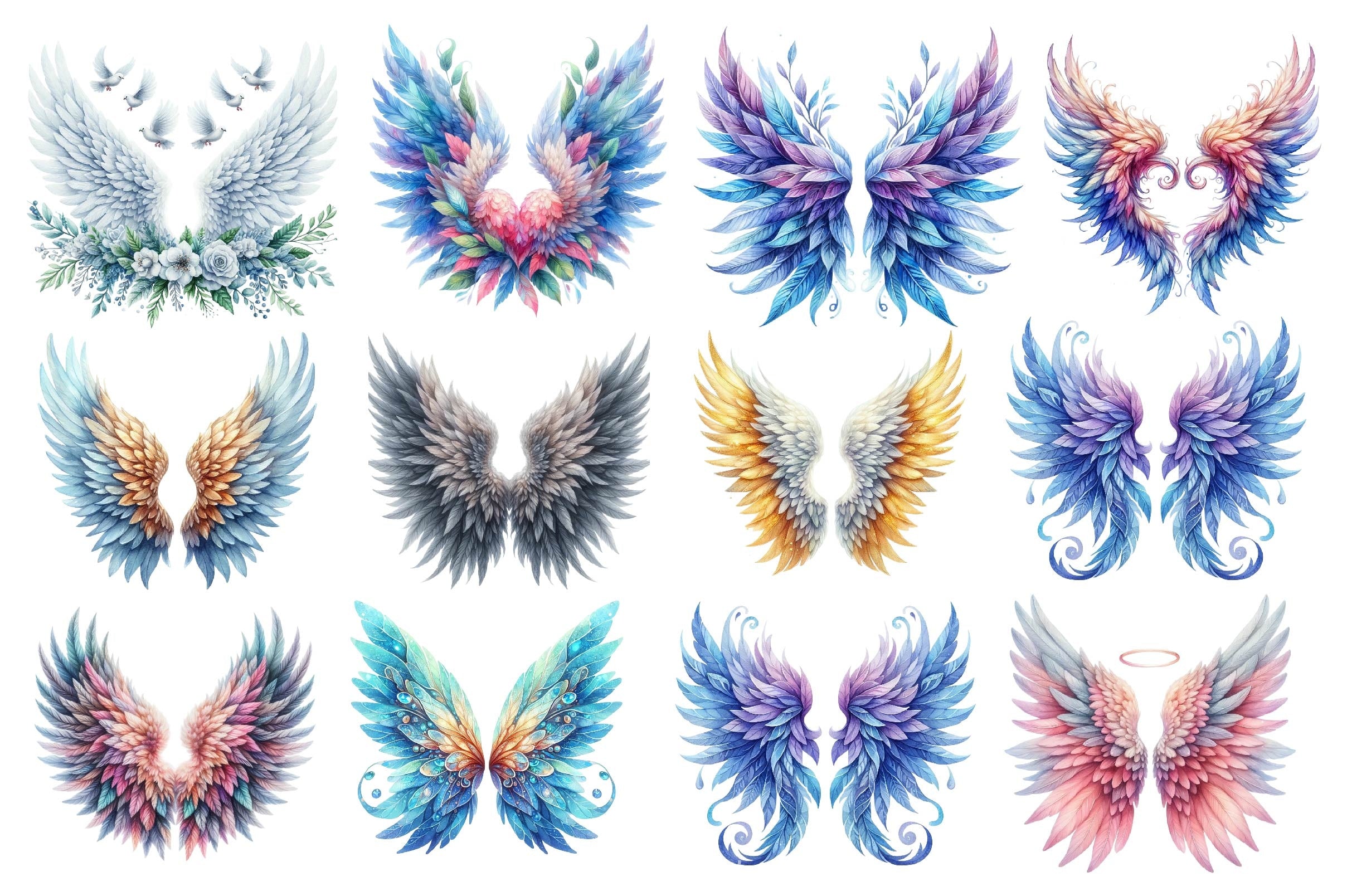 Heaven Angel Wings Clipart Bundle - CraftNest - Digital Crafting and Art