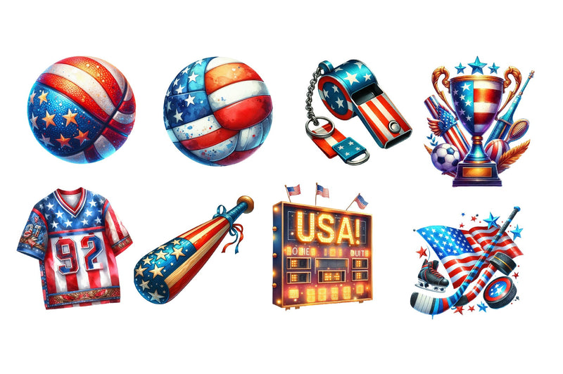 Patriotic Sports Elements Clipart Bundle 2 - CraftNest - Digital Crafting and Art
