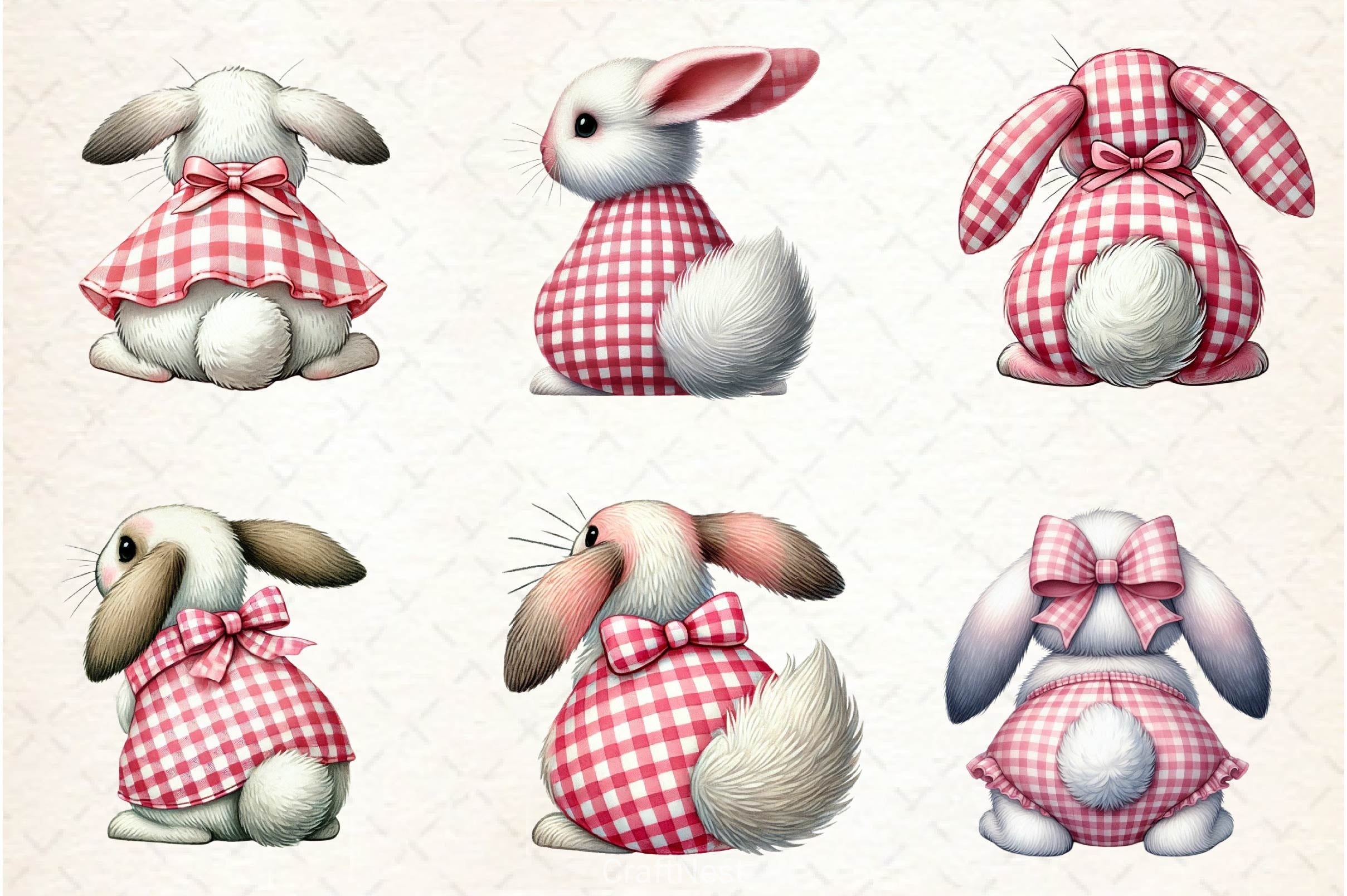 Cute Bunny Butt Clipart Bundle - CraftNest - Digital Crafting and Art