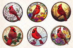 Stained Glass Cardinal Bird Wind Spinner Clipart Bundle - CraftNest - Digital Crafting and Art