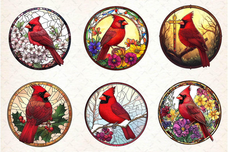 Stained Glass Cardinal Bird Wind Spinner Clipart Bundle - CraftNest - Digital Crafting and Art