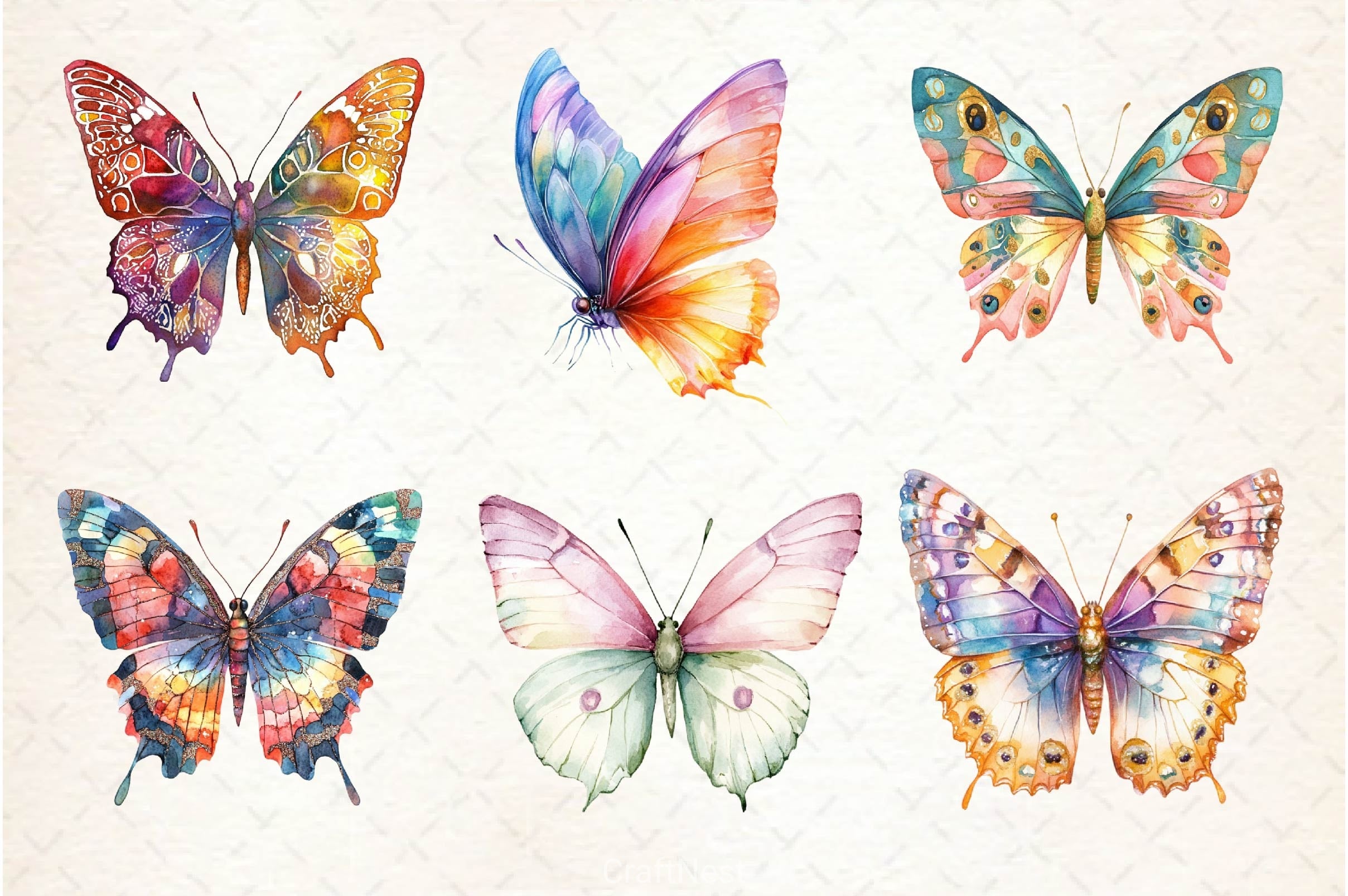 Colorful Spring Butterfly Clipart Bundle - CraftNest - Digital Crafting and Art