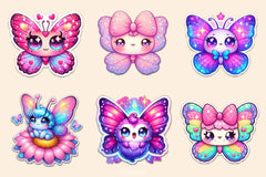 Kawaii Butterfly Stickers Sticker Clipart Bundle - CraftNest - Digital Crafting and Art