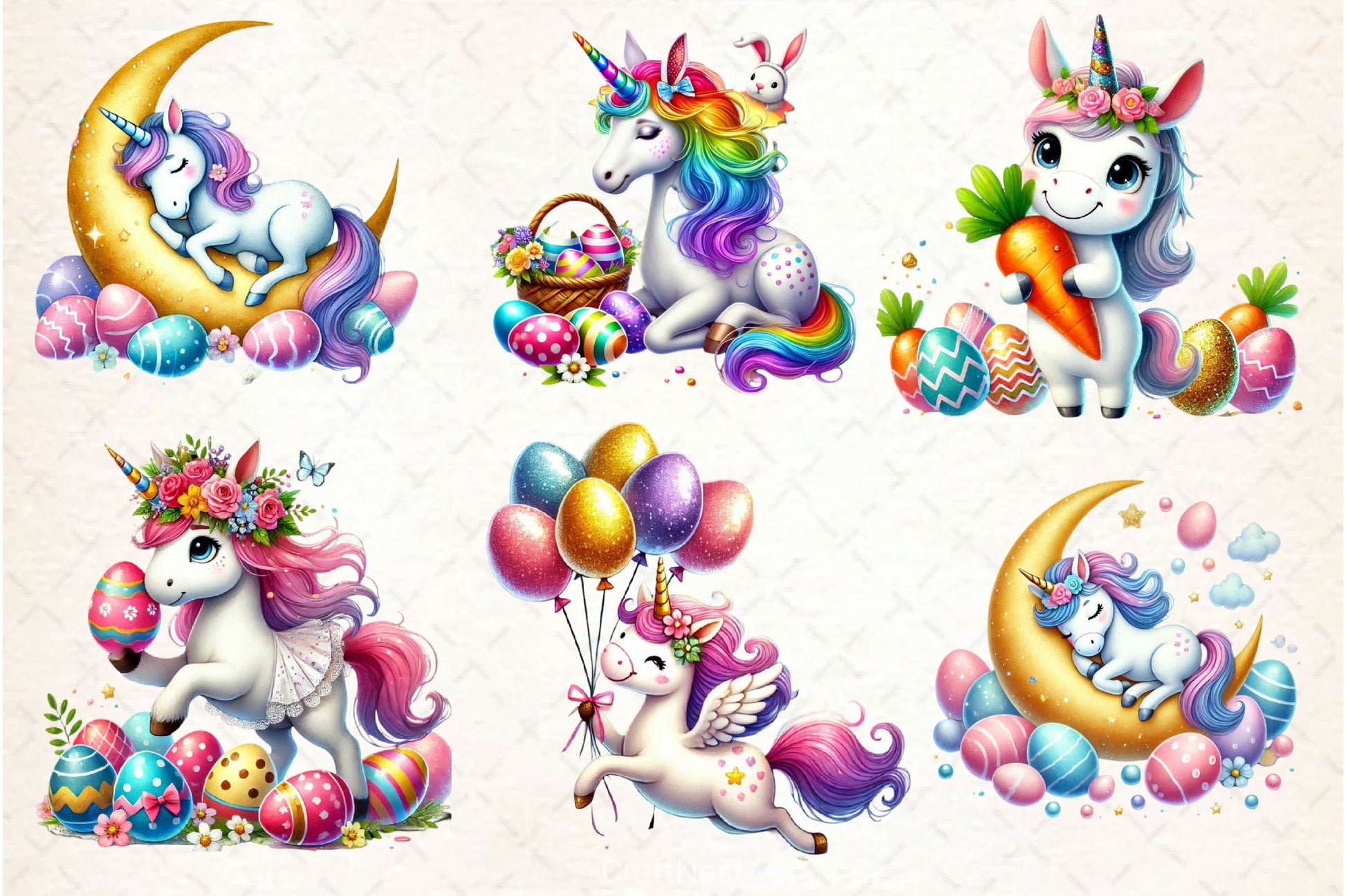 Easter Unicorn Clipart Bundle 3 - CraftNest - Digital Crafting and Art